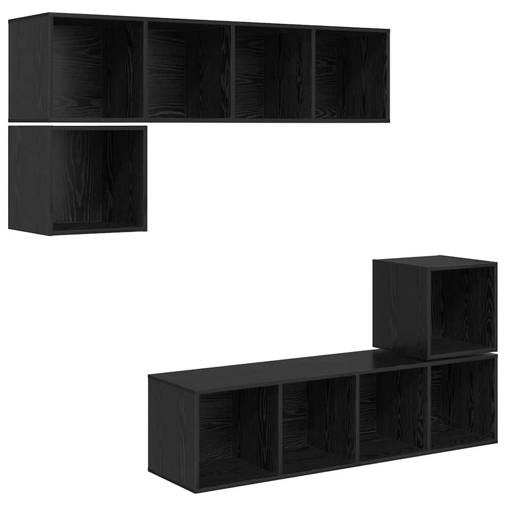conjunto de mueble de tv 4 pcs roble negro 37 x 37 x 1425 cm