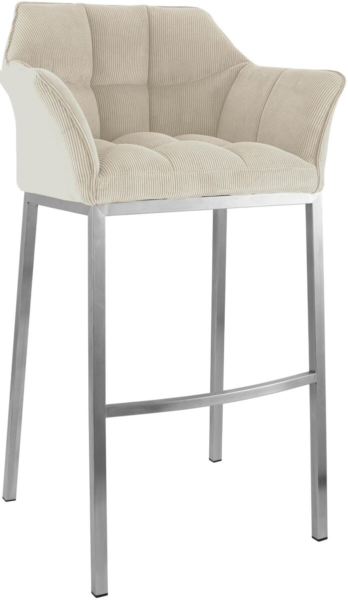 Taburete de bar damaso cord con estructura de cuatro patas metal crema 48x64x110 cm