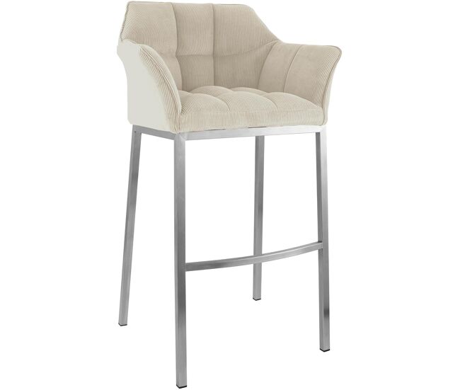 Taburete de bar damaso cord con estructura de cuatro patas metal crema 48x64x110 cm