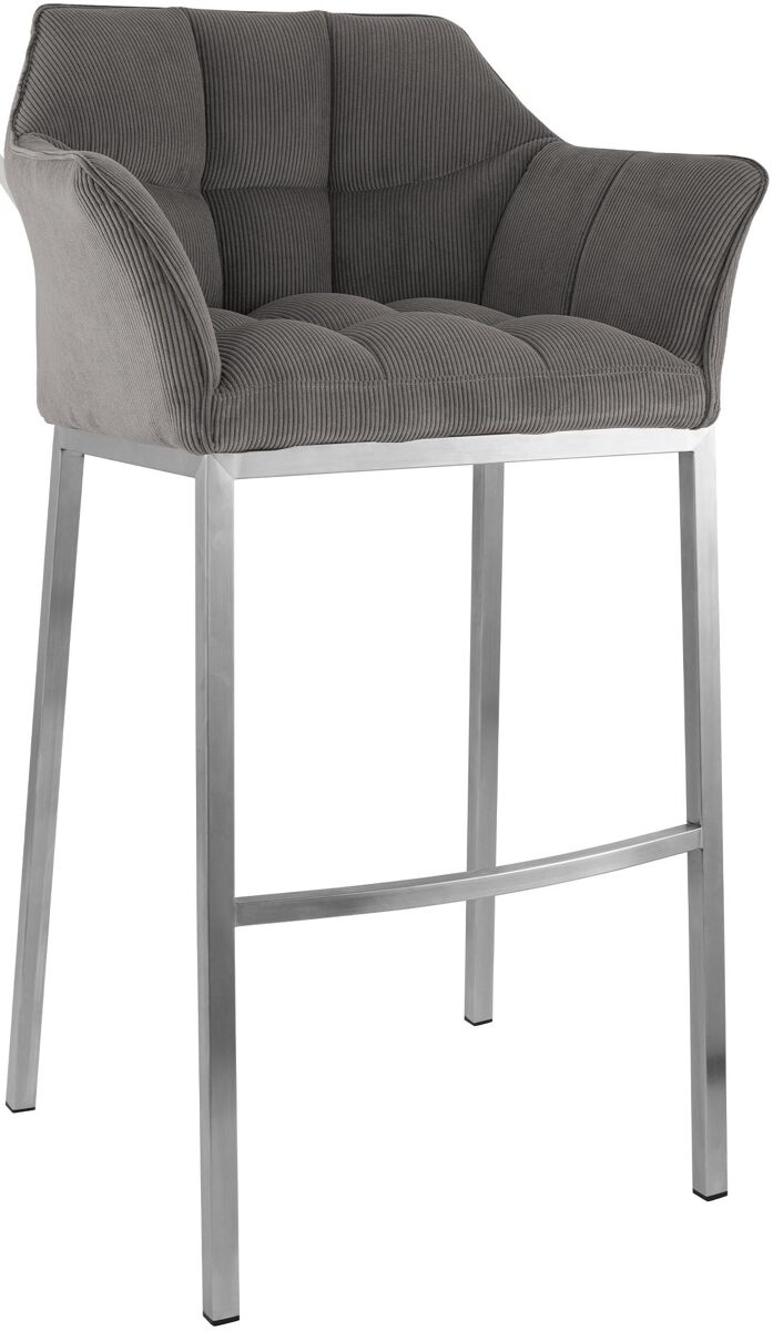 Taburete de bar damaso cord con estructura de cuatro patas metal gris topo 48x64x110 cm