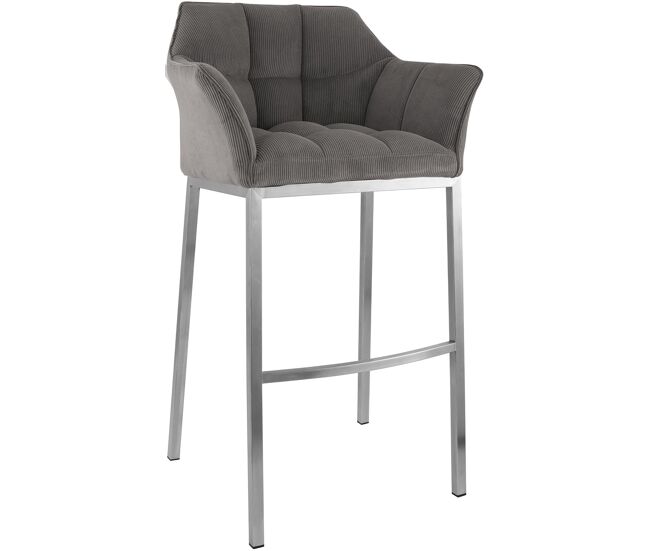 Taburete de bar damaso cord con estructura de cuatro patas metal gris topo 48x64x110 cm