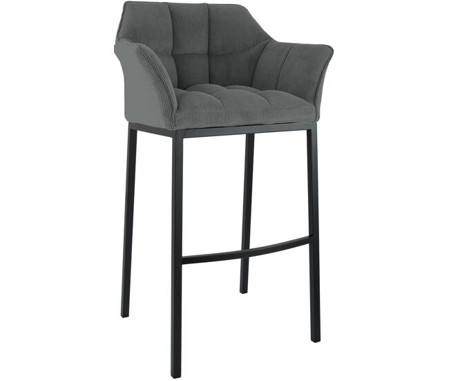 Taburete de bar damaso cord con estructura de cuatro patas metal gris 48x64x110 cm