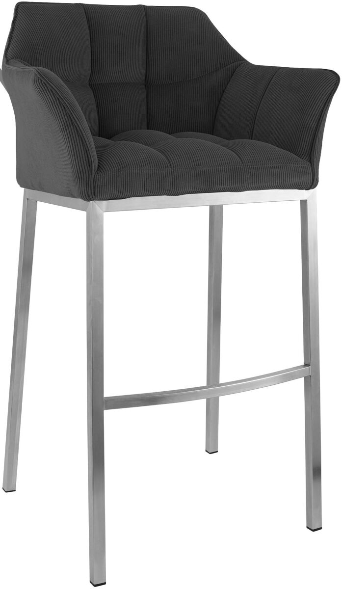 Taburete de bar damaso cord con base de cuatro patas metal gris oscuro 48x64x110 cm