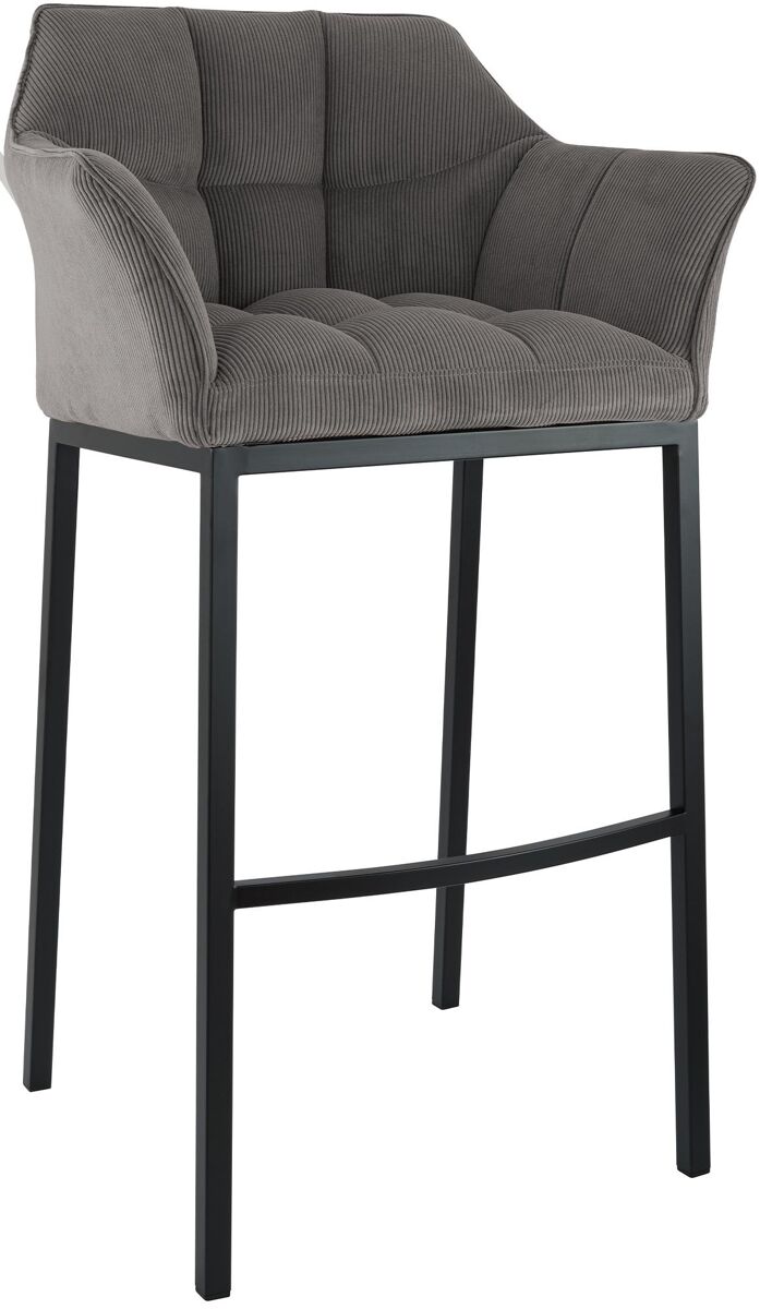 Taburete de bar damaso cord con estructura de cuatro patas metal gris topo 48x64x110 cm