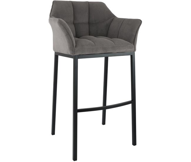 Taburete de bar damaso cord con estructura de cuatro patas metal gris topo 48x64x110 cm