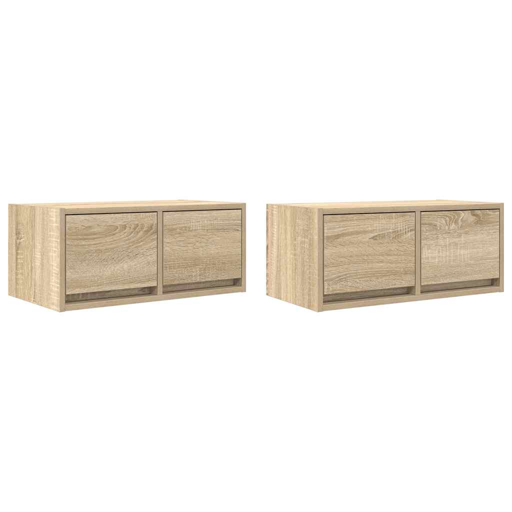 muebles de tv 2 uds madera ingenieria roble sonoma 60x31x255cm