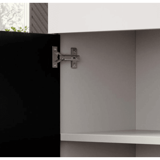 Aparador Sala de estar e jantar BrancoPreto 135x34x73 3 portas LED Sefora Muebles Bonitos