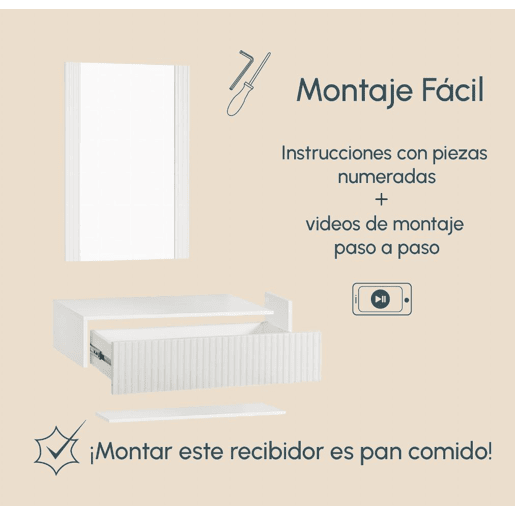Móvel de entrada Hall de entrada Branco 80x42x97 1 gaveta Amira Muebles Bonitos