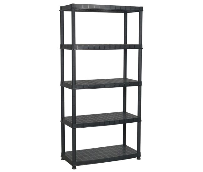 Estantería de almacenamiento de 5 niveles 85 x 40 x 185 cm Plástico negro 02_0045707