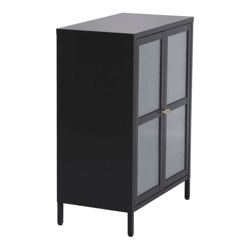 Aparador de aço de vidro ondulado 84 x 64 x 35 cm preto 03_0006612
