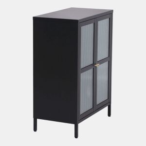 Aparador de aço de vidro ondulado 84 x 64 x 35 cm preto 03_0006612