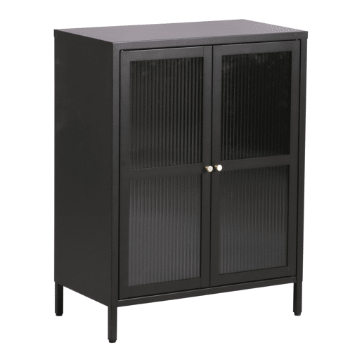 Aparador de aço de vidro ondulado 84 x 64 x 35 cm preto 03_0006612