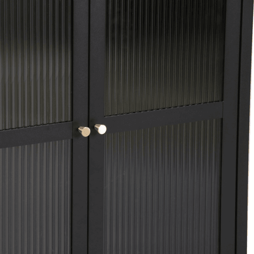 Aparador de aço de vidro ondulado 84 x 64 x 35 cm preto 03_0006612