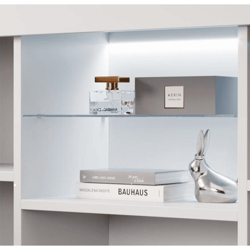 Aparador Sala de estar e jantar BrancoSonoma 135x34x73 3 portas LED Sefora Muebles Bonitos