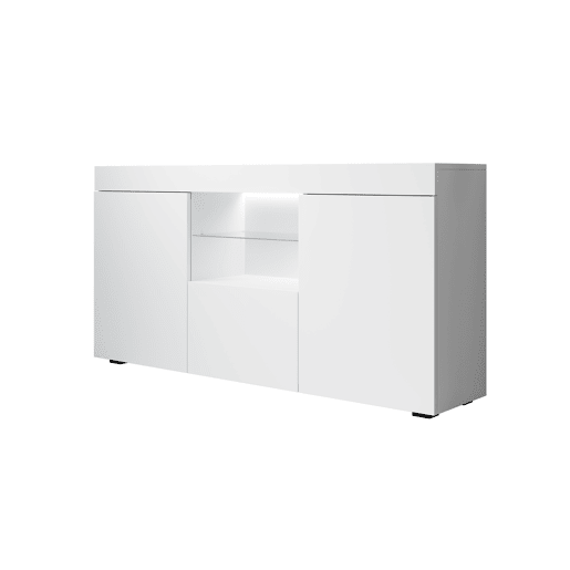 Aparador Sala de estar e jantar Branco 135x34x73 3 portas LED Sefora Muebles Bonitos