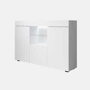 Aparador Sala de estar e jantar Branco 135x34x73 3 portas LED Sefora Muebles Bonitos