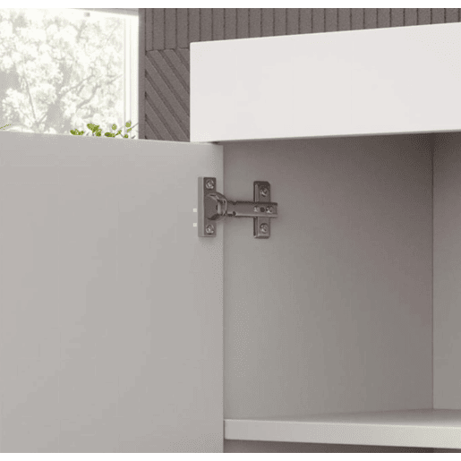 Aparador Sala de estar e jantar Branco 135x34x73 3 portas LED Sefora Muebles Bonitos
