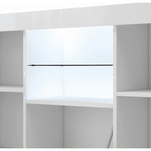 Aparador Sala de estar e jantar Branco 135x34x73 3 portas LED Sefora Muebles Bonitos