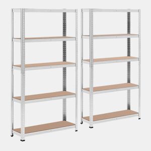 Conjunto de 2 prateleiras resistentes 90 x 30 x 180 cm suporta 5 x 175 kg ferramentas robustas para oficina de garagem cinza 14_0005178