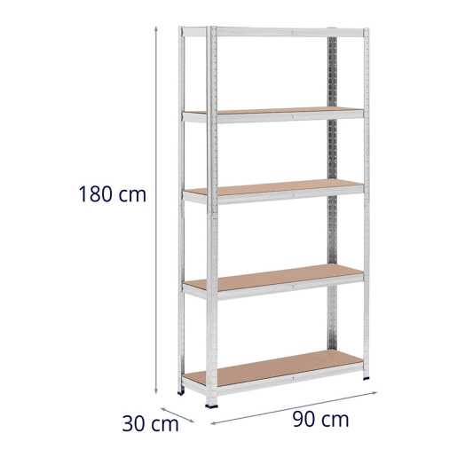Conjunto de 2 prateleiras resistentes 90 x 30 x 180 cm suporta 5 x 175 kg ferramentas robustas para oficina de garagem cinza 14_0005178