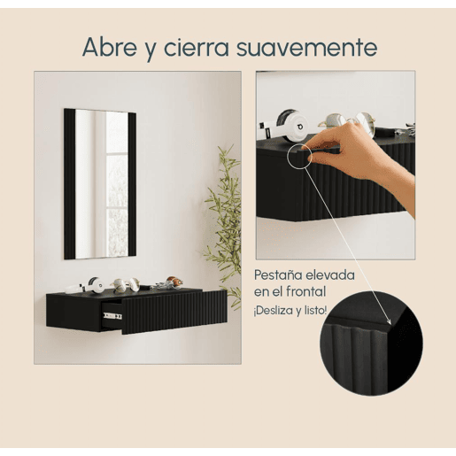 Móvel de entrada Hall de entrada Preto 80x42x97 1 gaveta Amira Muebles Bonitos