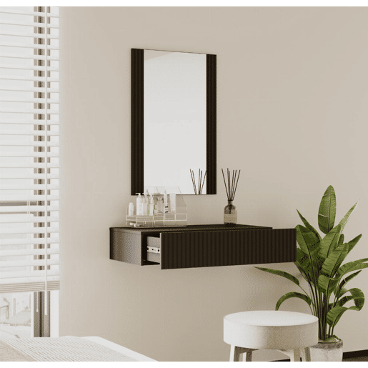 Toucador Quarto de dormir Preto 80x42x97 1 gaveta Velia Muebles Bonitos