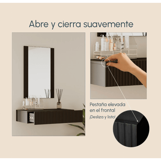 Toucador Quarto de dormir Preto 80x42x97 1 gaveta Velia Muebles Bonitos