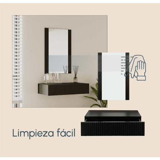 Toucador Quarto de dormir Preto 80x42x97 1 gaveta Velia Muebles Bonitos
