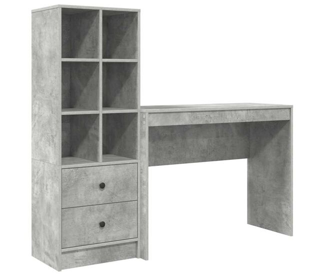 Escritorio - mesa de ordenador con almacenamiento con cajón 2 pcs gris concreto