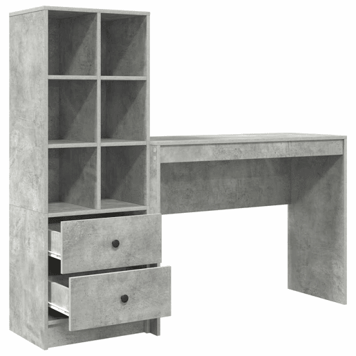 Secretária Escrivaninha de computador - com Armazenamento 2 pcs Cinzento 100 x 40 x 76 cm