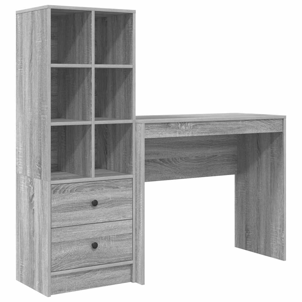 Escritorio - mesa de ordenador con almacenamiento 2 pcs gris sonoma 90 x 40 x 76 cm