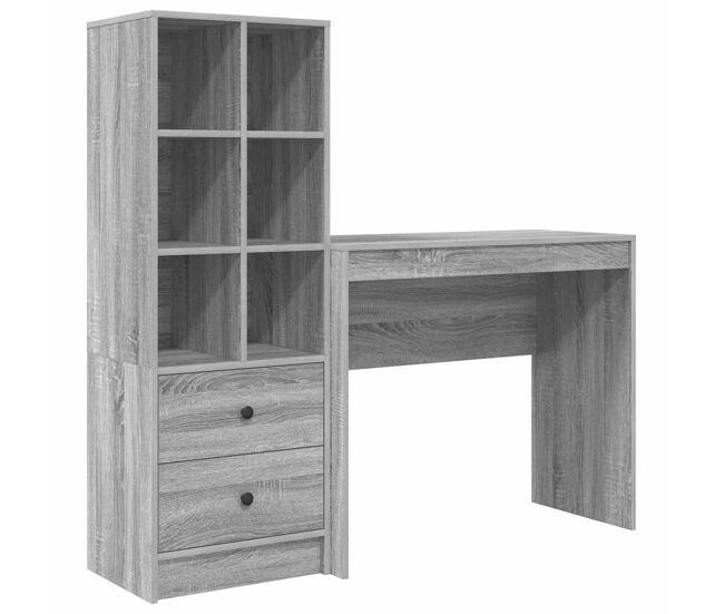 Escritorio - mesa de ordenador con almacenamiento 2 pcs gris sonoma 90 x 40 x 76 cm