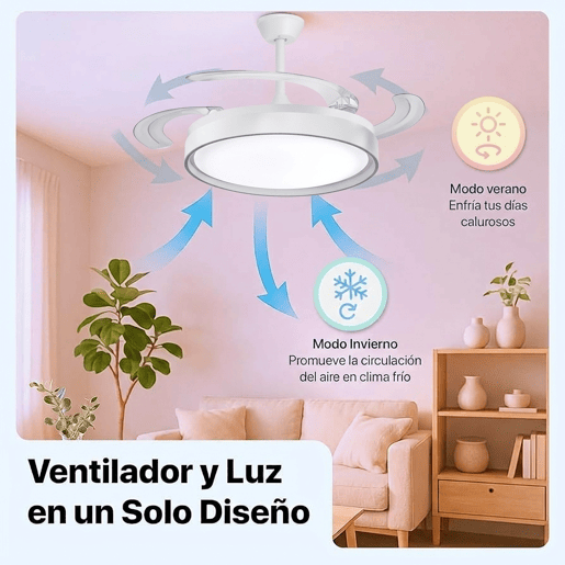 Ventilador de teto com luz 107 cm Motor DC ultra silencioso 6 velocidades 3 cores 3000-4200-6000K, 6600LM