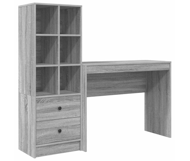 Escritorio - mesa de ordenador con almacenamiento con cajón 2 pcs gris sonoma
