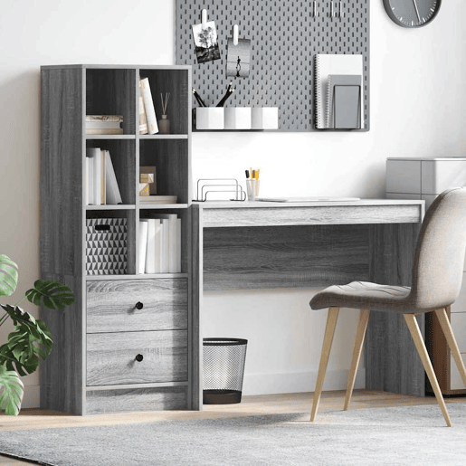 Secretária Escrivaninha de computador - com Armazenamento 2 pcs Sonoma cinzento 100 x 40 x 76 cm Secretária Escrivaninha de computador - com Armazenamento 2 pcs Sonoma cinzento 100 x 40 x 76 cm