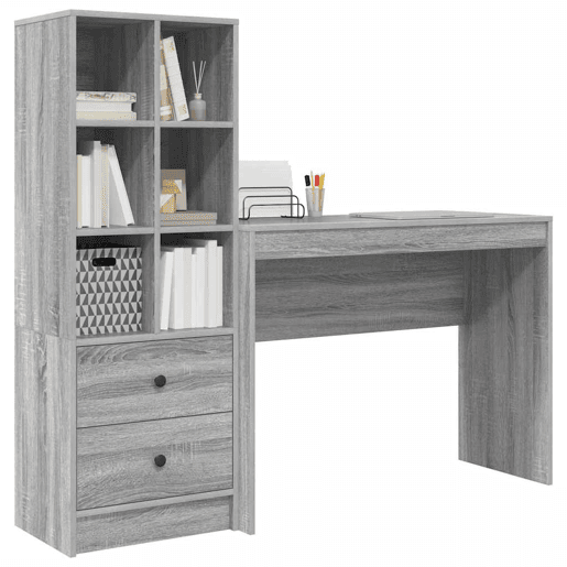 Secretária Escrivaninha de computador - com Armazenamento 2 pcs Sonoma cinzento 100 x 40 x 76 cm Secretária Escrivaninha de computador - com Armazenamento 2 pcs Sonoma cinzento 100 x 40 x 76 cm