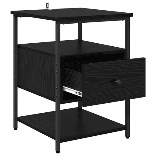 Lote de 2 Mesa De Cabeceira - Mesinha De Cabeceira Carvalho preto 40 x 42 x 56 cm