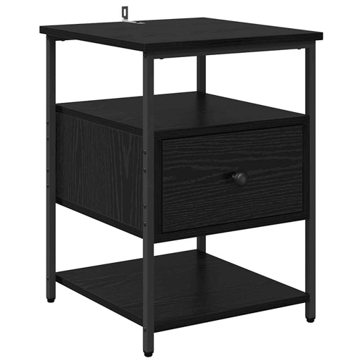 Lote de 2 Mesa De Cabeceira - Mesinha De Cabeceira Carvalho preto 40 x 42 x 56 cm