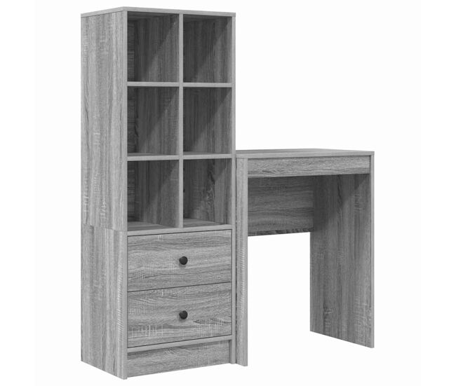 Escritorio - mesa de ordenador con almacenamiento con cajón 2 pcs gris sonoma