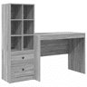 Secretária Escrivaninha de computador - com Armazenamento 2 pcs Sonoma cinzento 100 x 50 x 76 cm