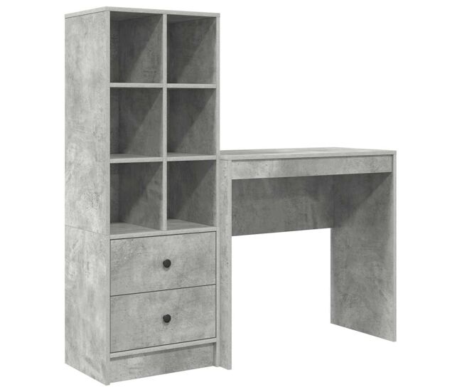 Escritorio - mesa de ordenador con almacenamiento con cajón 2 pcs gris concreto
