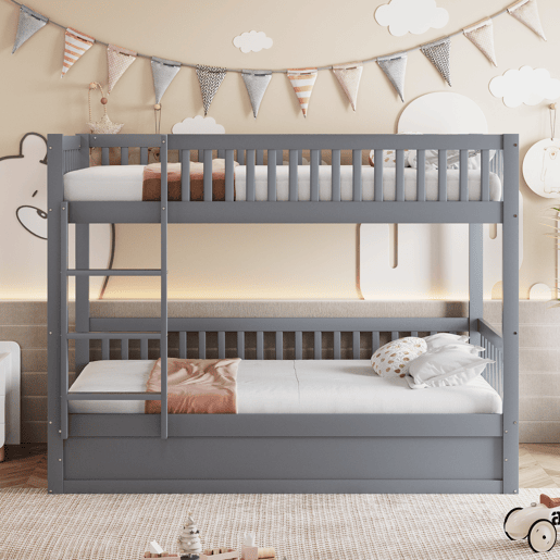 Cama infantil 90 * 200 cm - Sistema hidráulico de arrumação, robusta e duradoura, para crianças - Cinza