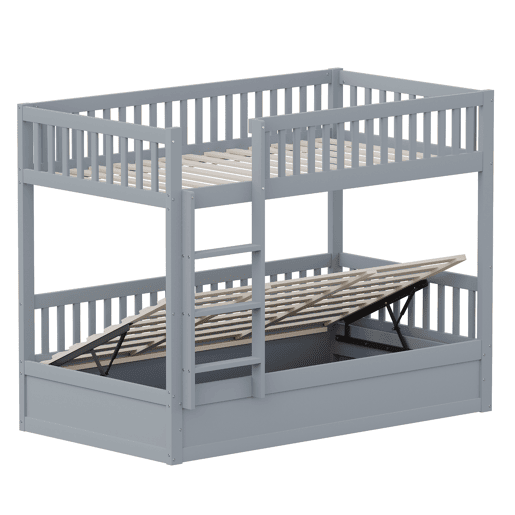 Cama infantil 90 * 200 cm - Sistema hidráulico de arrumação, robusta e duradoura, para crianças - Cinza