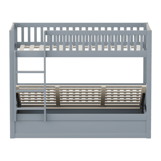 Cama infantil 90 * 200 cm - Sistema hidráulico de arrumação, robusta e duradoura, para crianças - Cinza