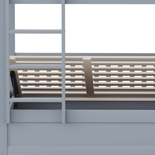 Cama infantil 90 * 200 cm - Sistema hidráulico de arrumação, robusta e duradoura, para crianças - Cinza