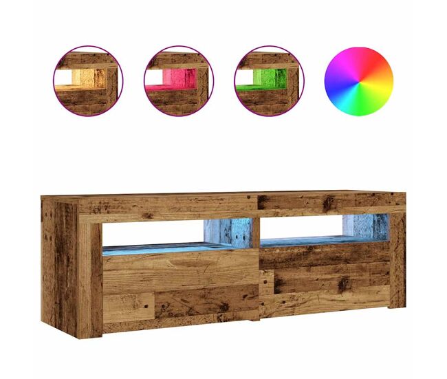 Juego de mesitas de noche mesillas de noche - con luces led madera vieja 60x35x40 cm