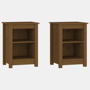 Lote de 2 Mesas De Cabeceira - Mesinhas De Cabeceira 40x35x55 cm pinho maciço castanho mel