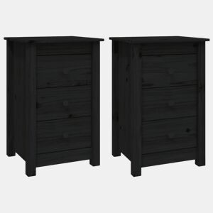 Lote de 2 Mesas De Cabeceira - Mesinhas De Cabeceira 40x35x61,5 cm pinho maciço preto
