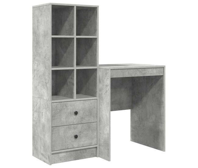 Escritorio - mesa de ordenador con almacenamiento con cajón 2 pcs gris concreto