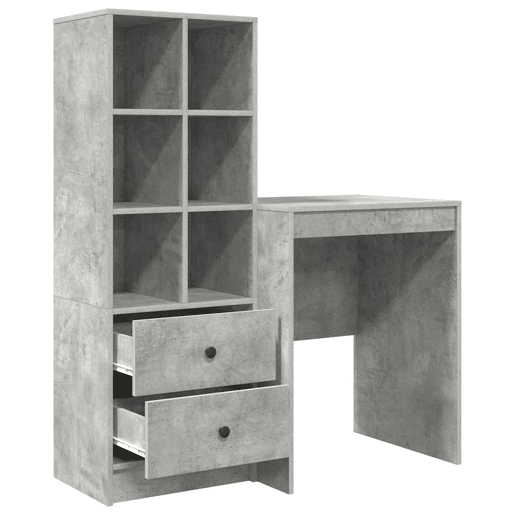 Secretária Escrivaninha de computador - com Armazenamento 2 pcs Cinzento 60 x 50 x 76 cm
